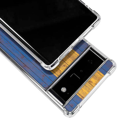 Barbados Flag Dark Wood Google Pixel 6 Clear Case
